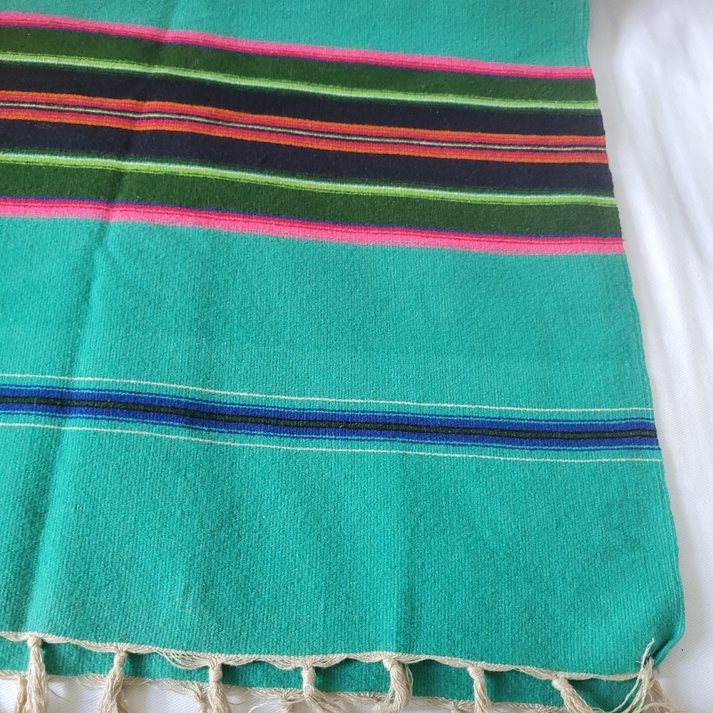 Colorful Striped Wool? Throw Blanket with 3" Fringe - Picture 4 of 16
